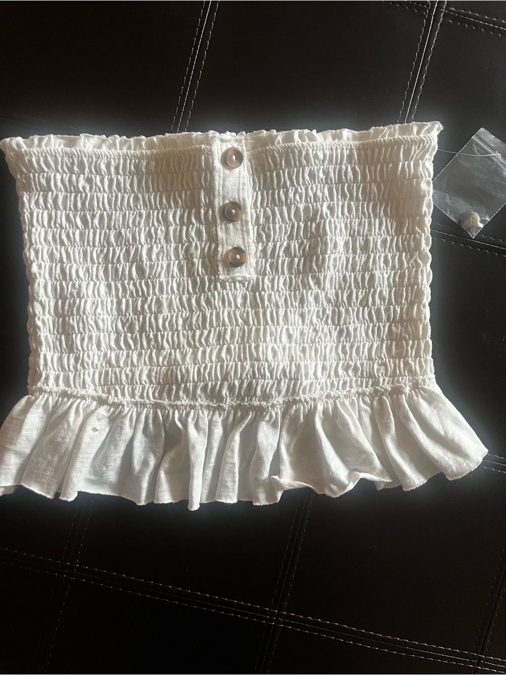NWOT We The Free White Smocked Tube Top with Ruffle Trim